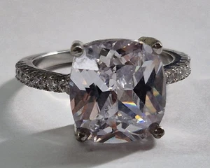 925 Sterlingsilber Kissenschliff weißer Topas Versprechen Verlobungsring Größe 7 - Bild 1 von 6