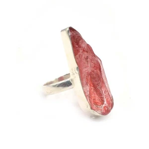 Wunderschöner Ring rosa Quarz grobe Edelsteine versilbert Schmuck geschenkt US 7,25 A049 - Bild 1 von 5