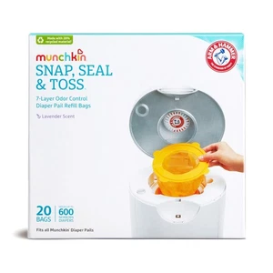Munchkin® Brazo y Martillo Cubo de Pañales Snap, Seal & Toss™ Bolsas de Recarga, Paquete de 20 - Imagen 1 de 9