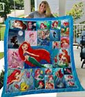 Ariel Princess The Little Mermaid Quilt Blanket, Disney Gift For Fan Blanket