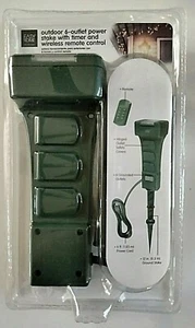 EASY HOME ACCESSORIES OUTDOOR 6-OUTLET POWER STAKE W/ TIMER & WIRELESS REMOTE - Picture 1 of 3