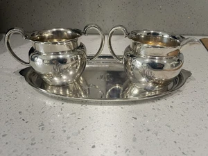 VTG Richard Dimes Sterling Silver Creamer & Sugar w matching S Kirk & Son Tray - Picture 1 of 6