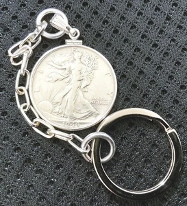 Liberty Eagle Half Dollar S925 Bezel Keychains - Picture 1 of 28
