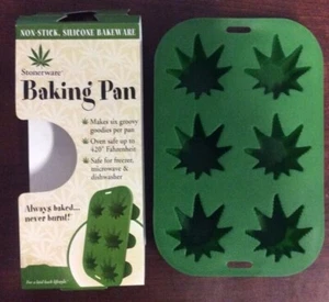 Stonerware Silicone Marijuana Leaf Baking Pan 6 Pc Goodies KitchenGnu - Picture 1 of 11