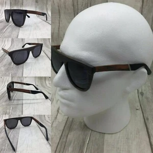 Men's Ebony Wood Frame Smoke Grey Polarized Sunglasses 100% Protection - Picture 1 of 9