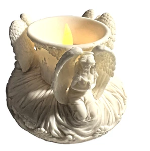 Vela votiva parpadeante sin llama ángeles rezando porcelana Mark Klaus - Imagen 1 de 9