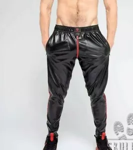MASKULO Leatherette Pants Skulla Soccer Leather-Look Legging Red PN071-10 37 - Picture 1 of 6