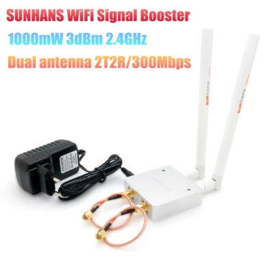Sunhans WiFi Signal Booster 1000mW 2.4GHz 2T2R/300Mbps Wireless Signal Amplifier - Image 1 of 4