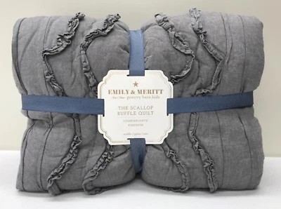 NUEVO Edredón Pottery Barn NIÑOS Emily & Meritt Cambray Vieira Volantes Niño/Cuna Foto 1 de 3