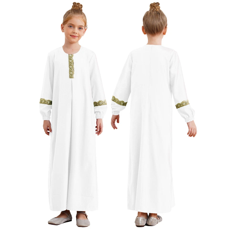 EE. UU. Niños Niñas Vestido de Baile de Alabanza Bata Disfraz Litúrgico Musulmán Abaya Ropa de Baile Foto 1 de 1