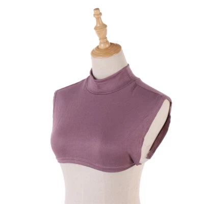 Blusa cuello alto modal cuello falso tops hiyab para mujer cuello pecho cubierta trasera Foto 1 de 4