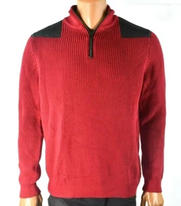 Kenneth Cole Mens Sweater New L Solid Red 1/4 Zip Pullover Mock Neck - Picture 1 of 3