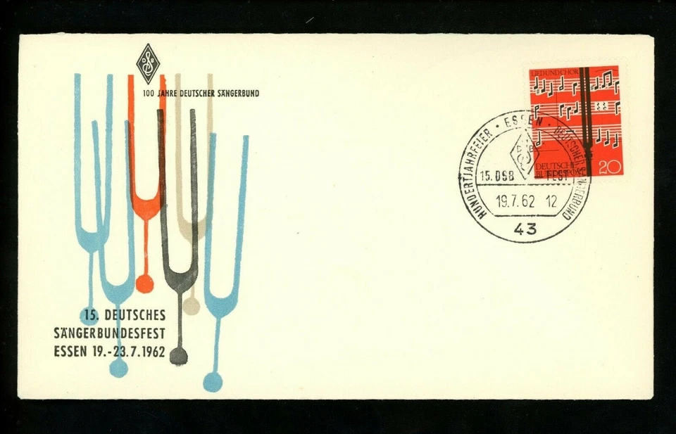 Postal History Germany Sc #849 Music Festival Pictorial Cancel 7/19/1962 Essen - Image 1 of 2