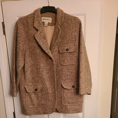 Chaqueta Blazer De Colección Eddie Bauer Para Mujer Lana Nylon Tweed Talla Mediana 3 Botones Foto 1 de 4