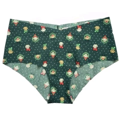VICTORIA'S SECRET PINK Christmas Cheeky 无缝绿色内裤中号假日狗 — 第 1/4 张图片