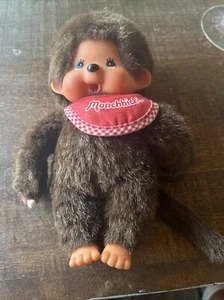 Older Great Shape Plush 7 Inch Monchhicki Doll Kiki Bib Red - Picture 1 of 5