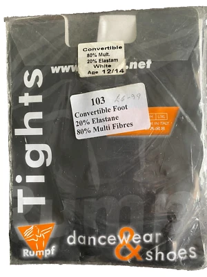 Age 12-14 Rumpf 103 White Convertible Ballet Dance Tights NEW Stage - Image 1 of 4