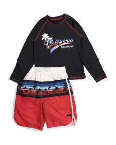 BIG CHILL Big Boys 8 California Dreamin' Rashguard Swim Set NWT - Picture 1 of 2