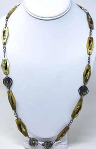 Vintage Perlmutt & Sterling Halskette 29" - einzigartige Boho Hippie Halskette - Bild 1 von 6