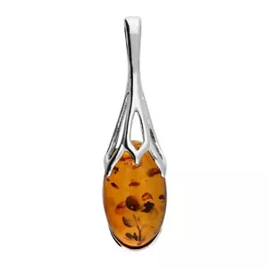 Cognac Ambra Girasole Catena e Ciondolo Argento Sterling Massiccio 925 - Foto 1 di 4
