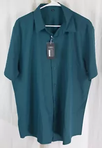 URRU Men's Short Sleeve Casual Button Down Shirt Blue green Size XL - Picture 1 of 3