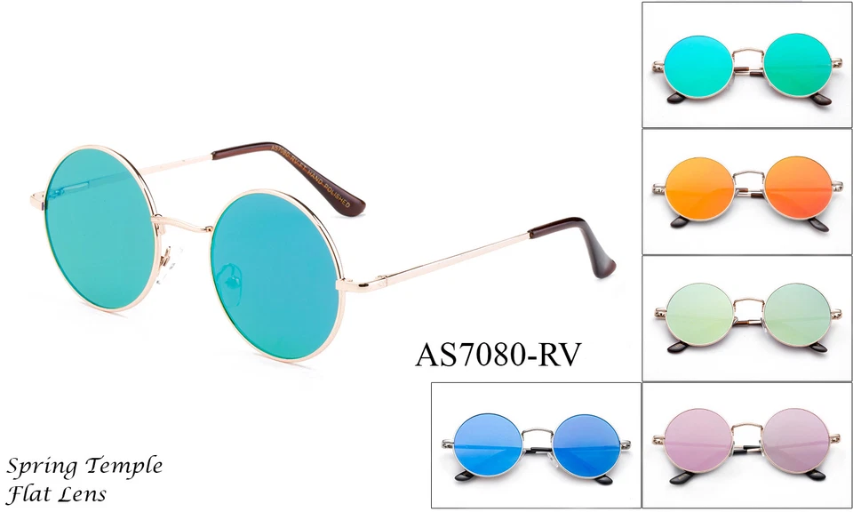 Óculos de sol redondo aviadores John Lennon lentes coloridas espelhadas hippie UV 100% - Imagem 1 de 1