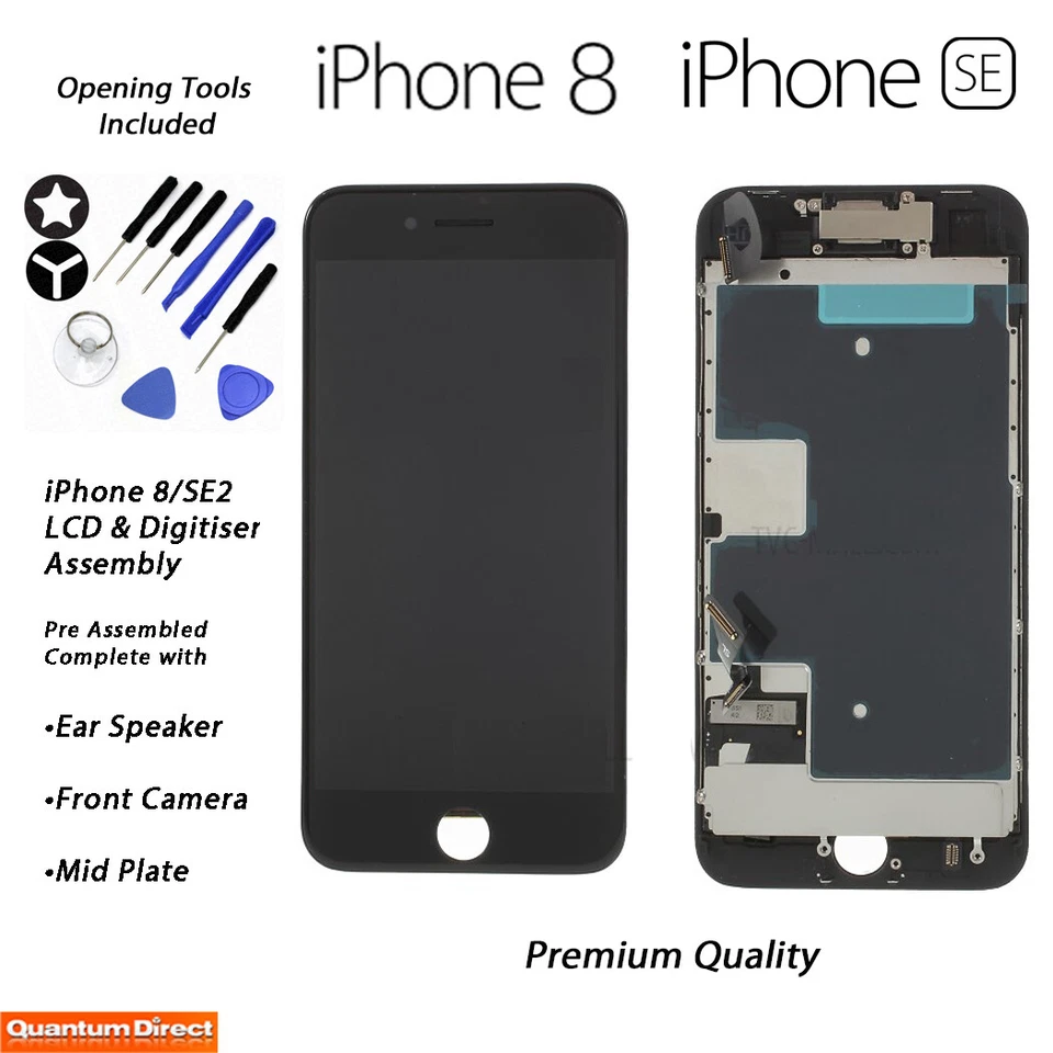iPhone 8/SE2 2020 Retina LCD Digitiser Touch Screen Full Assembly w/ Parts BLACK - Image 1 of 4