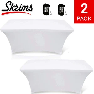 4ft Amazin Gear Brand Rectangular Table Scrims, Stretch Tablecloth + Bags, White - Picture 1 of 7