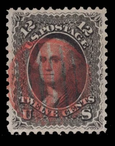 MOMEN: US STAMPS #69 RED GRID CANCEL USED PSE CERT LOT #86994 - Picture 1 of 3