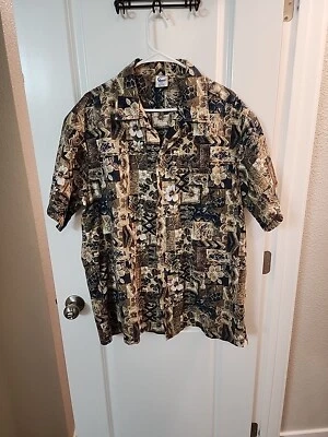 Rainbow Hawaii Hawaiian Shirt Mens Size 2XL Brown Floral Sea Turtle Starfish - Image 1 of 4