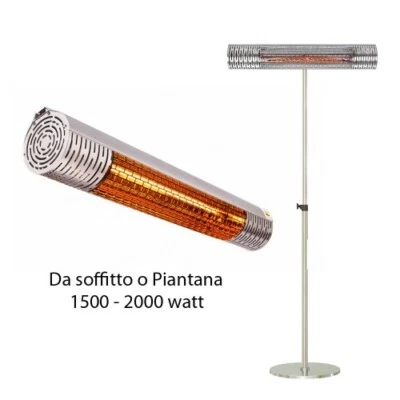 Lampada Patio Esterno a Fibra di Carbonio Stufa Infrarossi Telecomando Piantana - Immagine 1 di 4