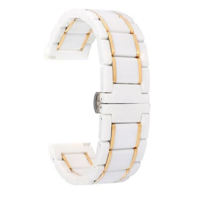 Correa de reloj de cerámica 20 mm cierre de hebilla de mariposa correa de eslabones de acero inoxidable 22 mm Foto 1 de 4