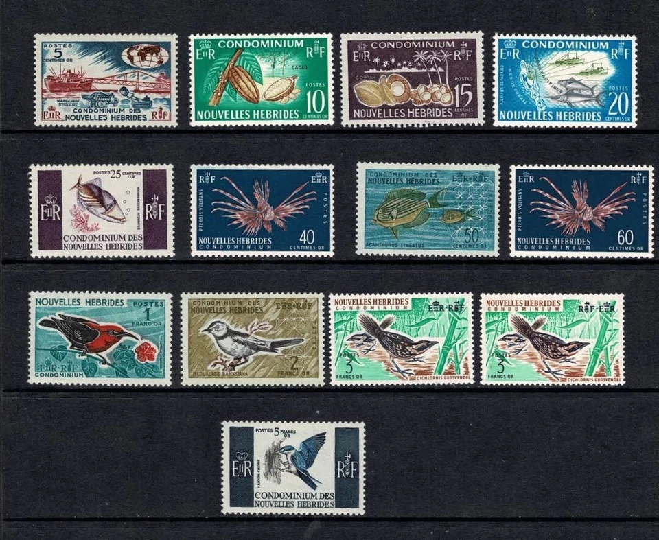 NOUVELLES HEBRIDES 1963 DEFINITIVES PART SET OF 13 TO 5f INC 3f VARIETY MINT - Image 1 of 1