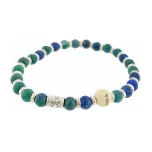 Bracciale Elastico Unisex Gerba LAB067E Pietre Naturali Lapis Afgano Argento 925 - Foto 1 di 2