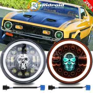 RGB 7''Inch LED Headlights Halo DRL For Ford F-100 F-250 F-350 Pickup 1953-1977 - Picture 1 of 14
