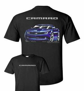 Chevrolet Camaro T-Shirt - Black w/ Blue 2009 Concept Car & Script (Licensed) - Picture 1 of 4