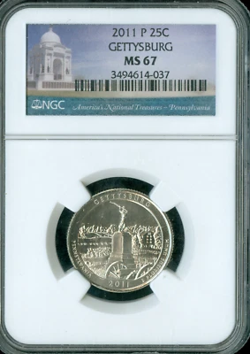 2011 P GETTYSBURG PARKS QUARTER MS67 BUSINESS STRIKE * - Image 1 of 2