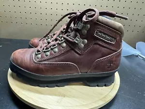 VTG TIMBERLAND Euro Hiker Women Size 7 M Brown Leather Lace Up Ankle Boots 95363 - Picture 1 of 12