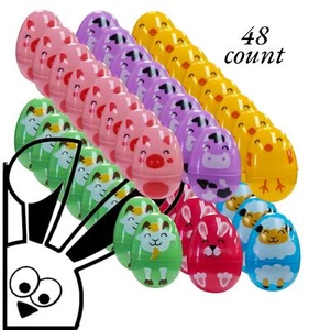 Easter Animal Plastic Hinged Fillable Eggs Farm Zoo Colorful Egg Hunt 48 Count - Picture 1 of 10