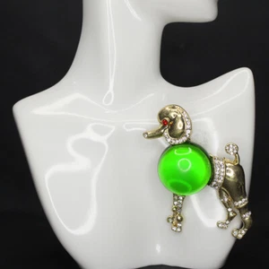 Creative Jelly Belly Poodle Brooch Rhinestone Animal Pin Fashion Accessories - Picture 1 of 4