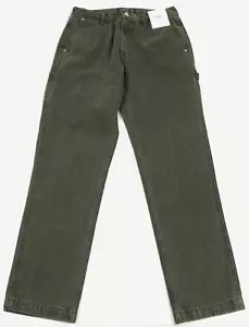 Abercrombie & Fitch Carpenter Jeans Men 33x34 Green Loose Cotton Rigid Denim New - Picture 1 of 13