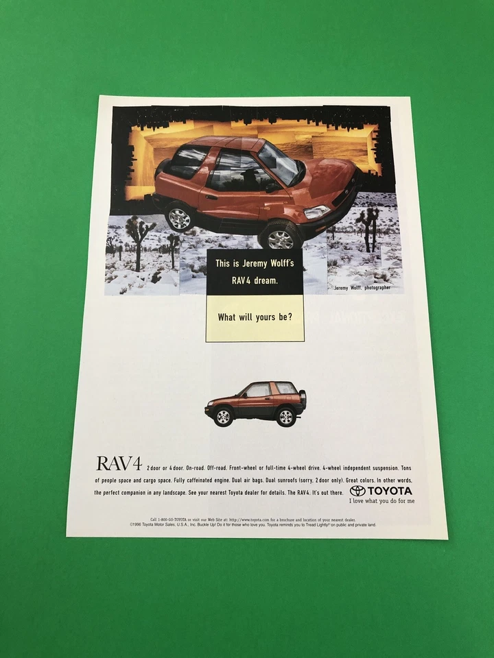 1995 1996 1997 TOYOTA RAV 4 VINTAGE ORIGINAL PRINT AD ADVERTISEMENT - Image 1 of 1