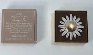 VINTAGE AVON 1971 DAISY BROOCH PIN PERFUME GLACE W/ORIGINAL BOX - Picture 1 of 5
