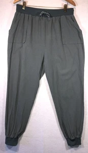 Pantalone Jogger Lounge Lino Orlo con Polsini Elastico Coulisse Vita Verde Donna Tg XL - Foto 1 di 8
