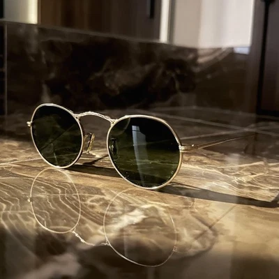 Gafas de sol Oliver Peoples M-4 para hombre 47□20-148 lentes doradas verdes musgo auténticas Foto 1 de 3
