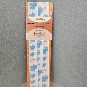 Trimtex Blue and Pink Elephants 1.5 yards cotton/rayon Trimming NOS Vintage - Picture 1 of 4