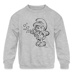 Loving Smurfette Blowing Kisses - The Smurfs Heartfelt Design Kids' Crewneck - Picture 1 of 4