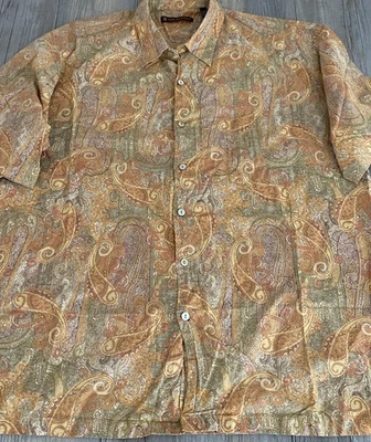 Camisa Tori Richard Para Hombres Manga Corta Hawaiana Botón Algodón Césped Cachemira Grande Foto 1 de 4