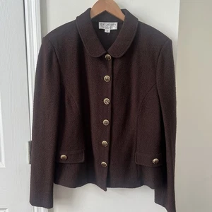 ST. JOHN Collection by Marie Gray Size 14 Santana Knit Jacket / Bark Brown - Picture 1 of 5