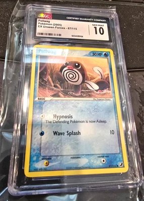 CGC 10 GEM MINT Pokemon Poliwag EX Unseen Forces 67/115 2005 Card psa Quick Ship - Image 1 of 2
